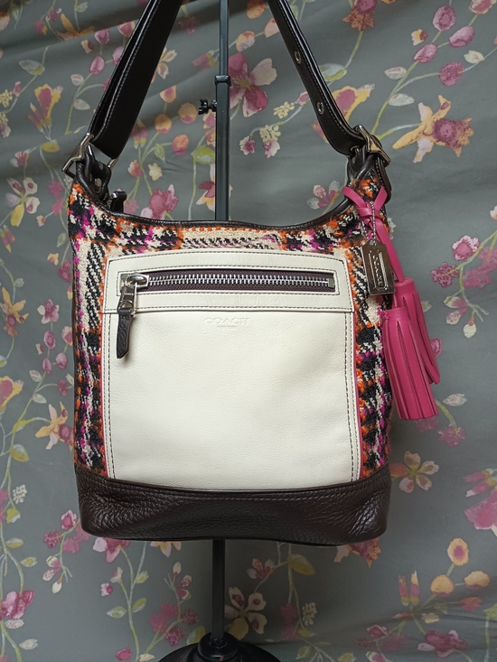 Coach Handbags - COACH Legacy Duffle Plaid Wool & Leather Hobo Bag 21146